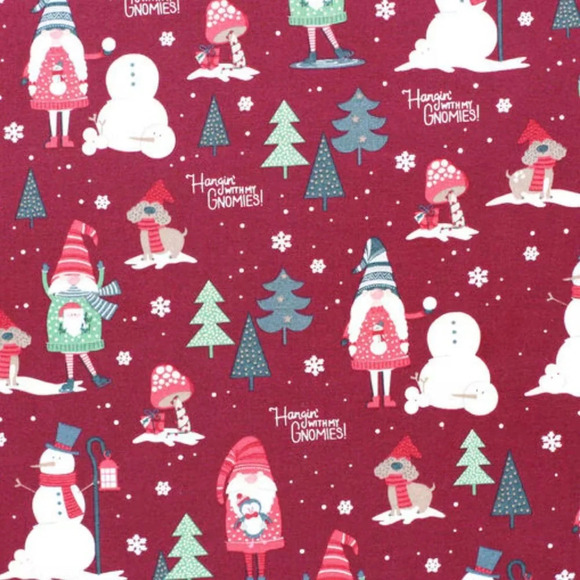 Hangin' With My Gnomies Christmas Cotton Fabric, Pre-Cut Cotton Fabric, NWT - Picture 1 of 6